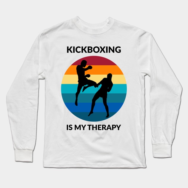 Kickboxing Is My Therapy Retro Vintage Sparring Long Sleeve T-Shirt by coloringiship